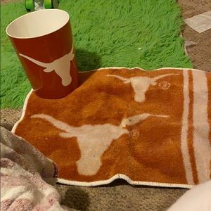 Long burn trash can and rug